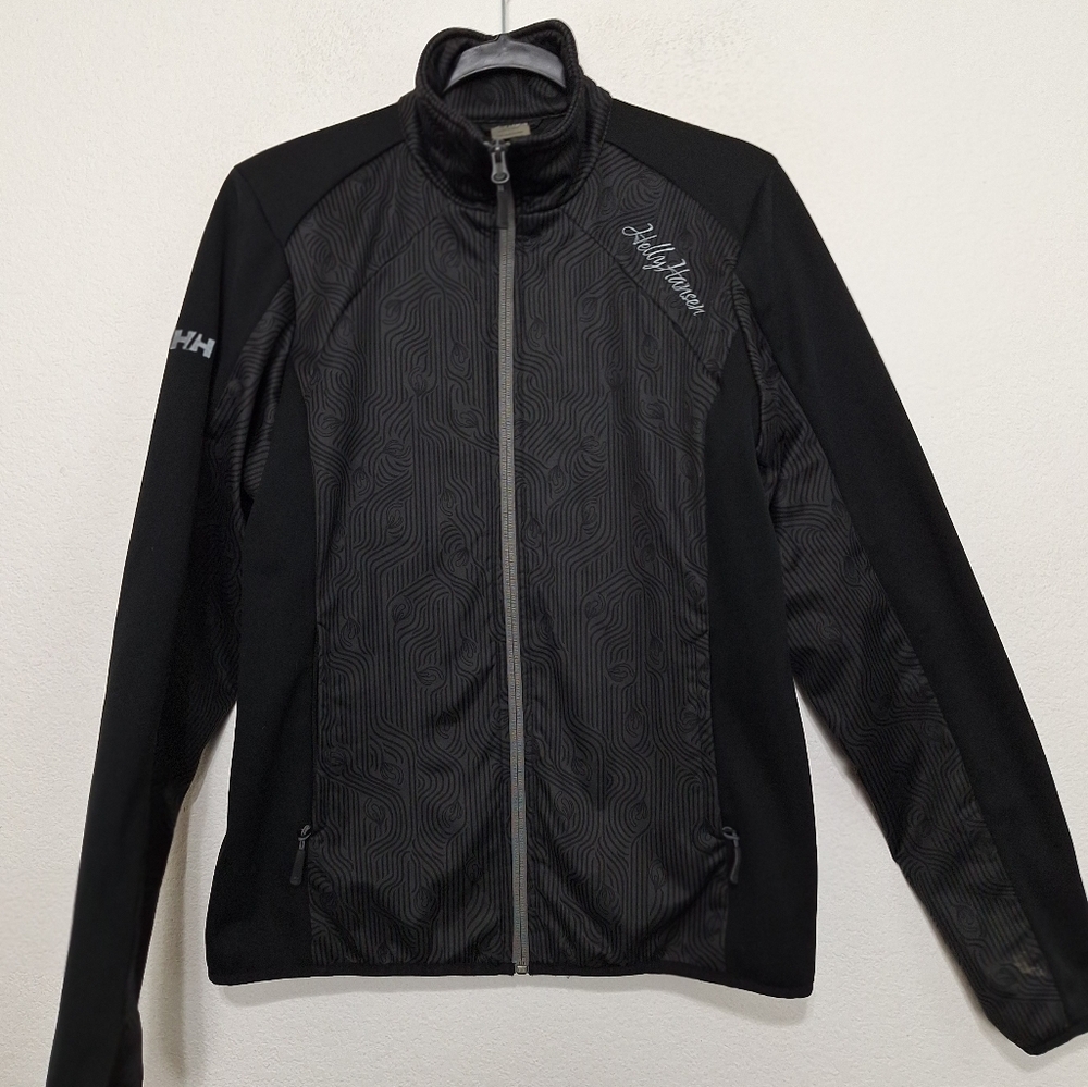 Helly Hansen Black Gray Gorpcore Full Zip Performance Streetwear Jacket Size L